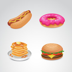 Fast food vector icon set.