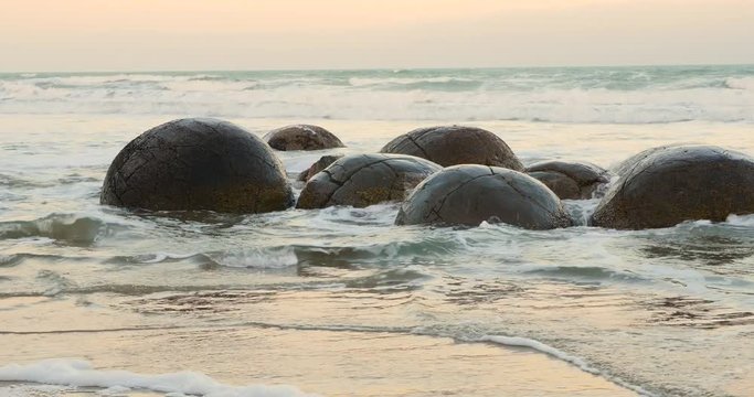 The famous Moeraki Boulders in New Zealand