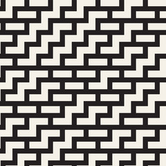 Irregular Maze Shapes Tiling Contemporary Graphic Design. Vector Seamless Black and White Pattern