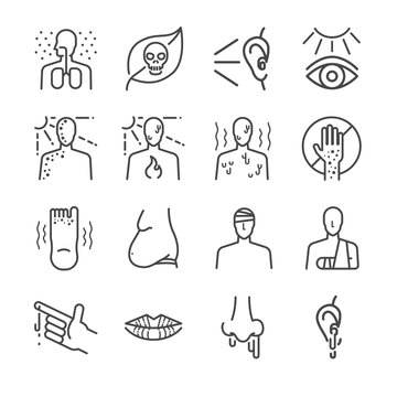 Health problem and disease icon set