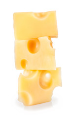 cheese pieces isolated on white