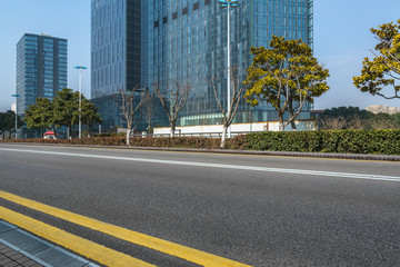 clean urban road with modern building in the city