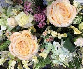 floral decoration with roses and leaves