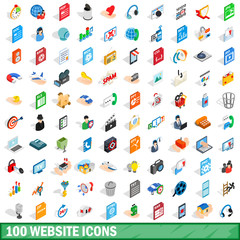 100 website icons set, isometric 3d style