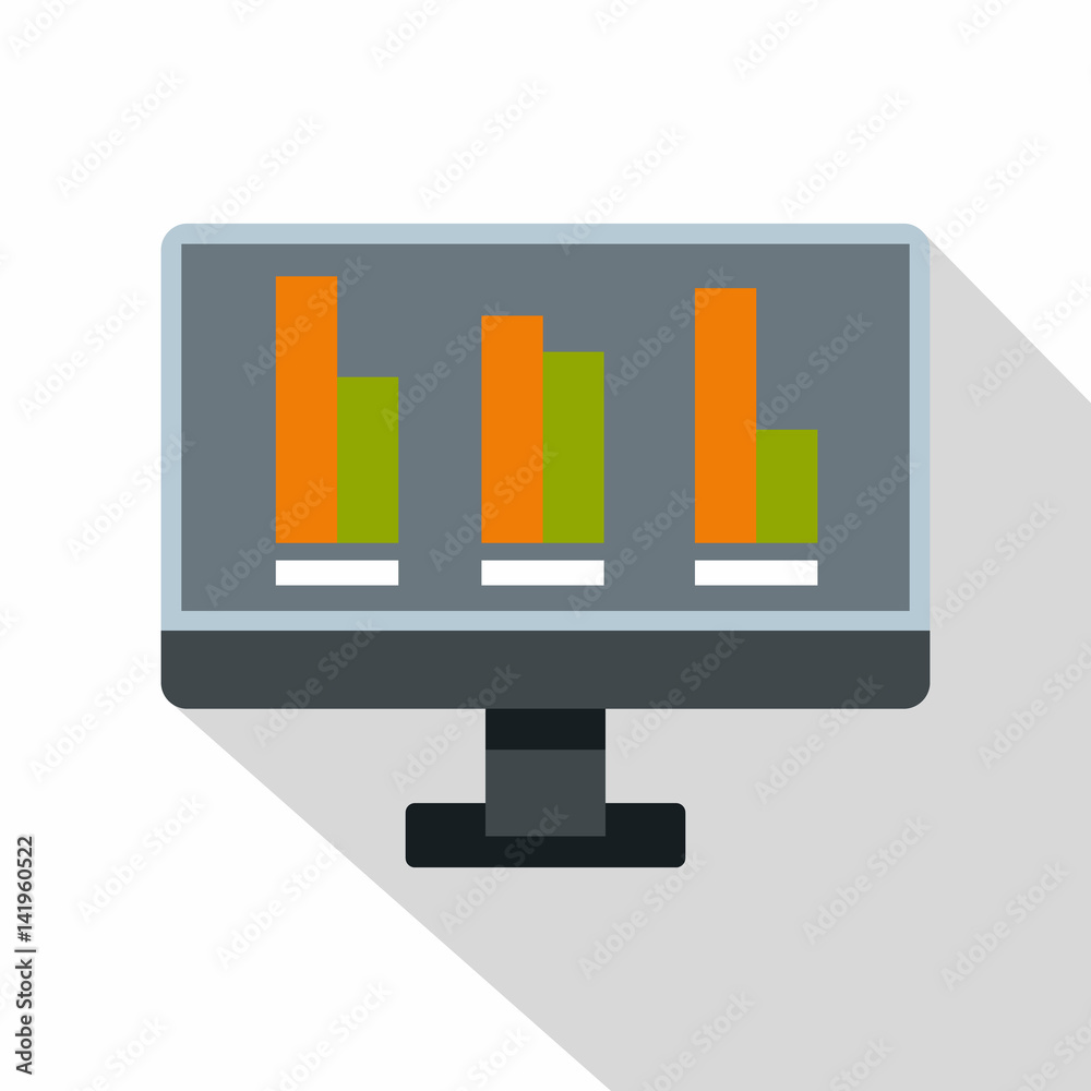 Poster bar graph on the screen of computer icon