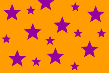 Illustration of purple stars on an orange background