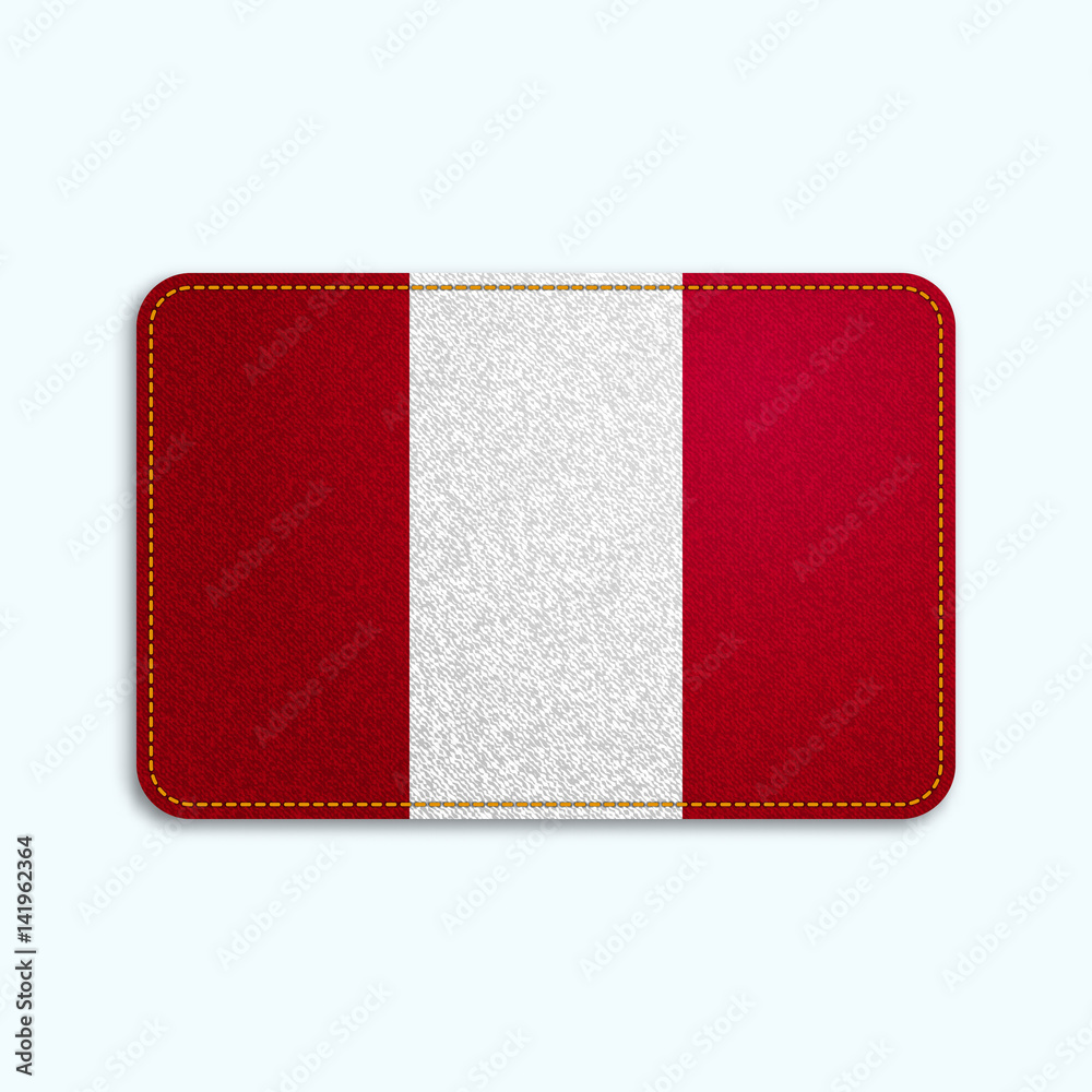 Canvas Prints national flag of peru with denim texture and orange seam. realistic image of a tissue made in vector