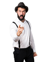Hipster man with beard shouting