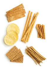 Crispbread and pretzel sticks.
