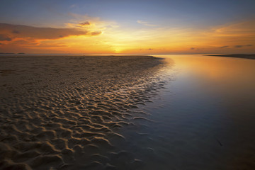 Beautiful beach sunset scenery 