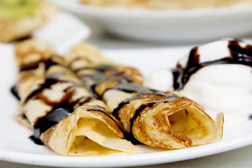 crepes and pancakes freshly made chocolate