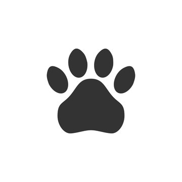 Paw print. Simple monochrome pets footprint. Vector icon, symbol