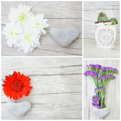 composition,décoration,fleur et bouquet sur fond bois