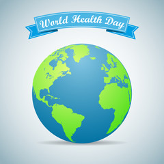 Earth globe with ribbon. World Health Day