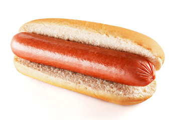 Hot dog with big sausage isolated on white background