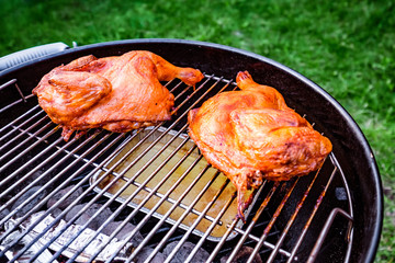 Grilled duck outdoors