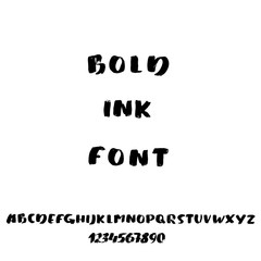 Hand drawn font made by brush strokes. Modern brush lettering. Grunge style bold alphabet. Vector illustration.