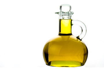 Bottle of extra virgin olive oil isolated
