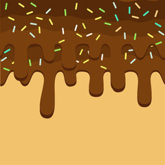 Dark Chocolate Melted on Wafer Background