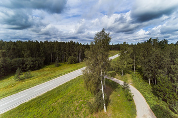 Aerial view of latvian forests.