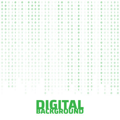 Binary code black and white background with digits on screen