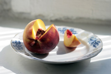 Peach on plate