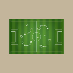 Realistic blackboard drawing a soccer or football game strategy
