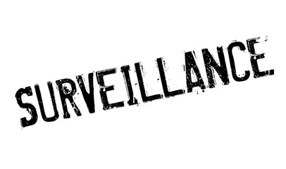 Surveillance rubber stamp. Grunge design with dust scratches. Effects can be easily removed for a clean, crisp look. Color is easily changed.