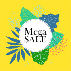 Mega sale. Special Offer Poster, Banner Discount, Vector illustration. Abstract. Web banner or for e-commerce, on-line cosmetics shop, fashion & beauty shop, hand-made store. 