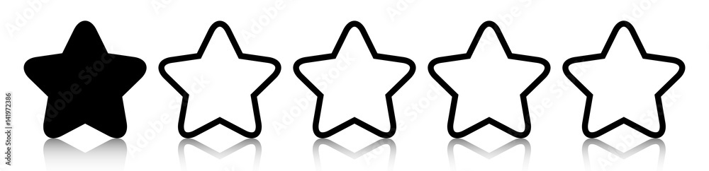 Poster black one star icon rating with reflection isolated on white background. vector illustration. eps10