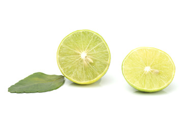 lemond with leaf isolated on white background