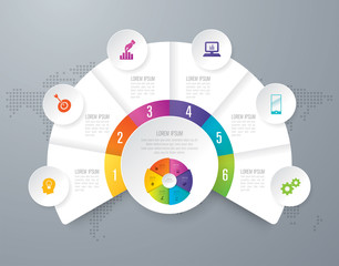 Infographics design vector and business icons with 6 options.