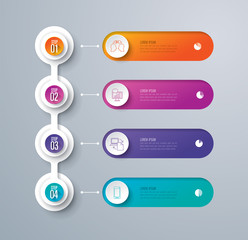 Timeline infographics design vector and business icons with 4 options.