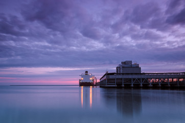GAS TERMINAL - Sunrise over the sea port of Swinoujscie © Wojciech Wrzesień
