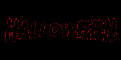Dirty bloody scary grunge lettering Halloween with spots on black background