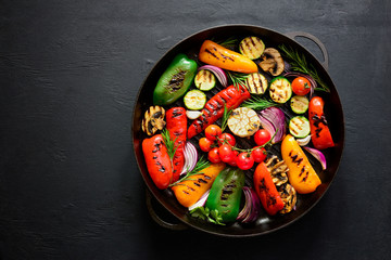 Grilled vegetables in a pan