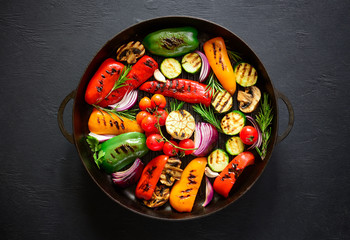 Grilled vegetables in a pan