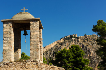 Belltower and fortress of Palamidi, Nafplio, Greece