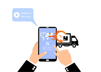 Logistic global transportation delivery. Operator controls the traffic around the world. Flat design.