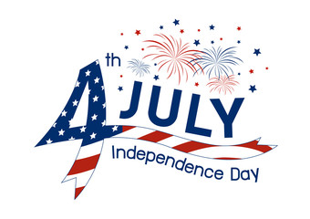 USA 4 july independence day design on white background