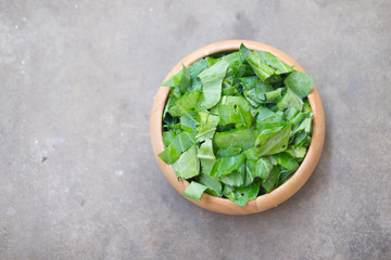 Fototapeta na wymiar Slice of kale ready to cook Thai style food