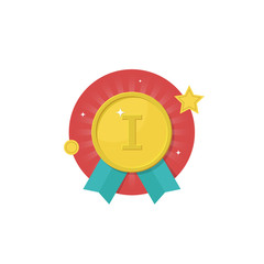 First place golden medal flat design icon