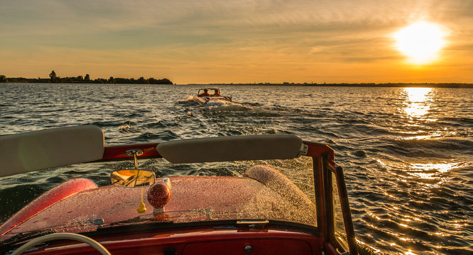 Amphicar driving in water