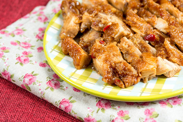 wok fried chicken stir fry with sweet peppers and chinese vegetables