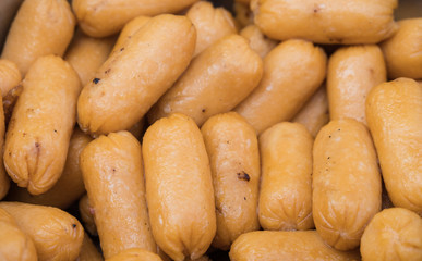 Mini chicken sausage fried background