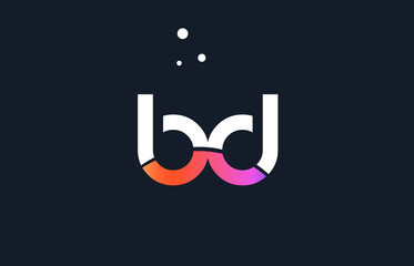 bd b d  pink purple white blue alphabet letter logo icon template - obrazy, fototapety, plakaty