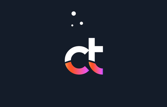 ct c t  pink purple white blue alphabet letter logo icon template