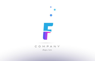 f pink blue white modern alphabet letter logo icon template