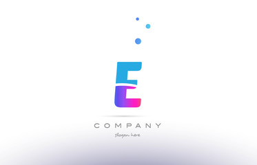 e pink blue white modern alphabet letter logo icon template