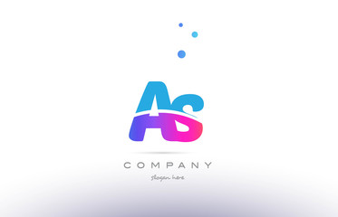 as a s  pink blue white modern alphabet letter logo icon template